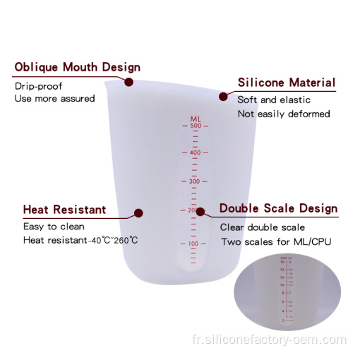 Outil de cuisson à l&#39;échelle de la tasse à mesurer le silicone